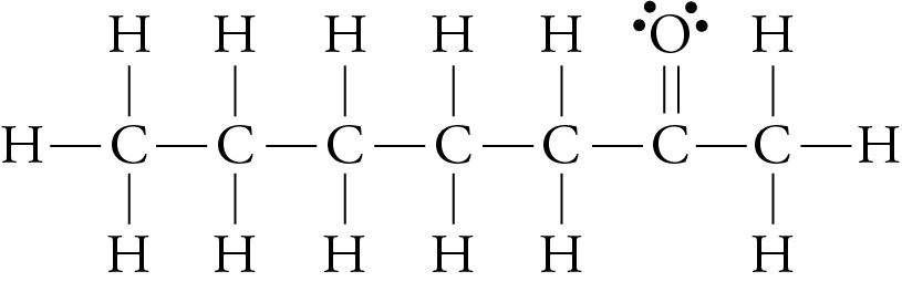 Image of the Lewis structure for 2-heptanone