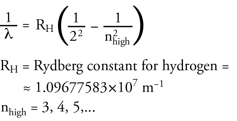 An image of the Balmer equation