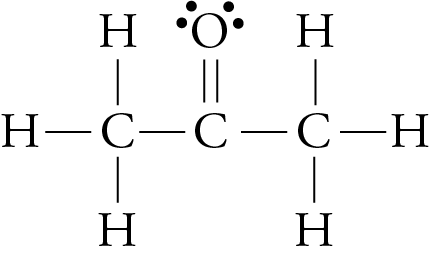 Image of the Lewis structure of acetone
