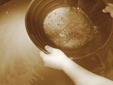 Photo of a pan with gold flecks in to over water
